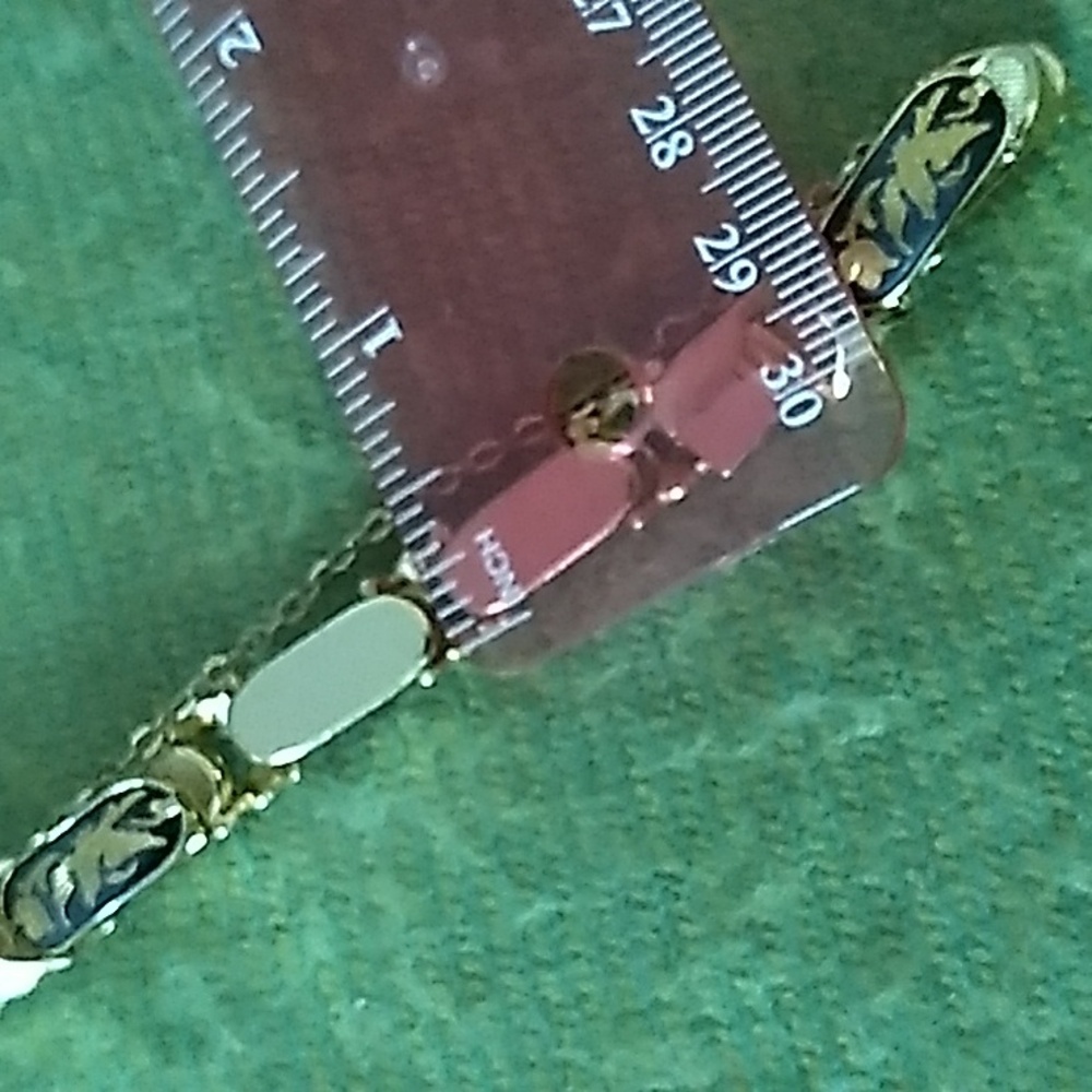 Vintage Damascene Panel Bracelet w/24K Gold Inlay Bird & Floral - Picture 8 of 8